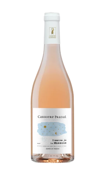 Bouteille de vin rosé du Domaine de la Massole rosé de Carriere Pradal situé dans le Languedoc