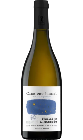 Bouteille de vin blanc du Domaine de la Massole de Carriere Pradal situé dans le Languedoc