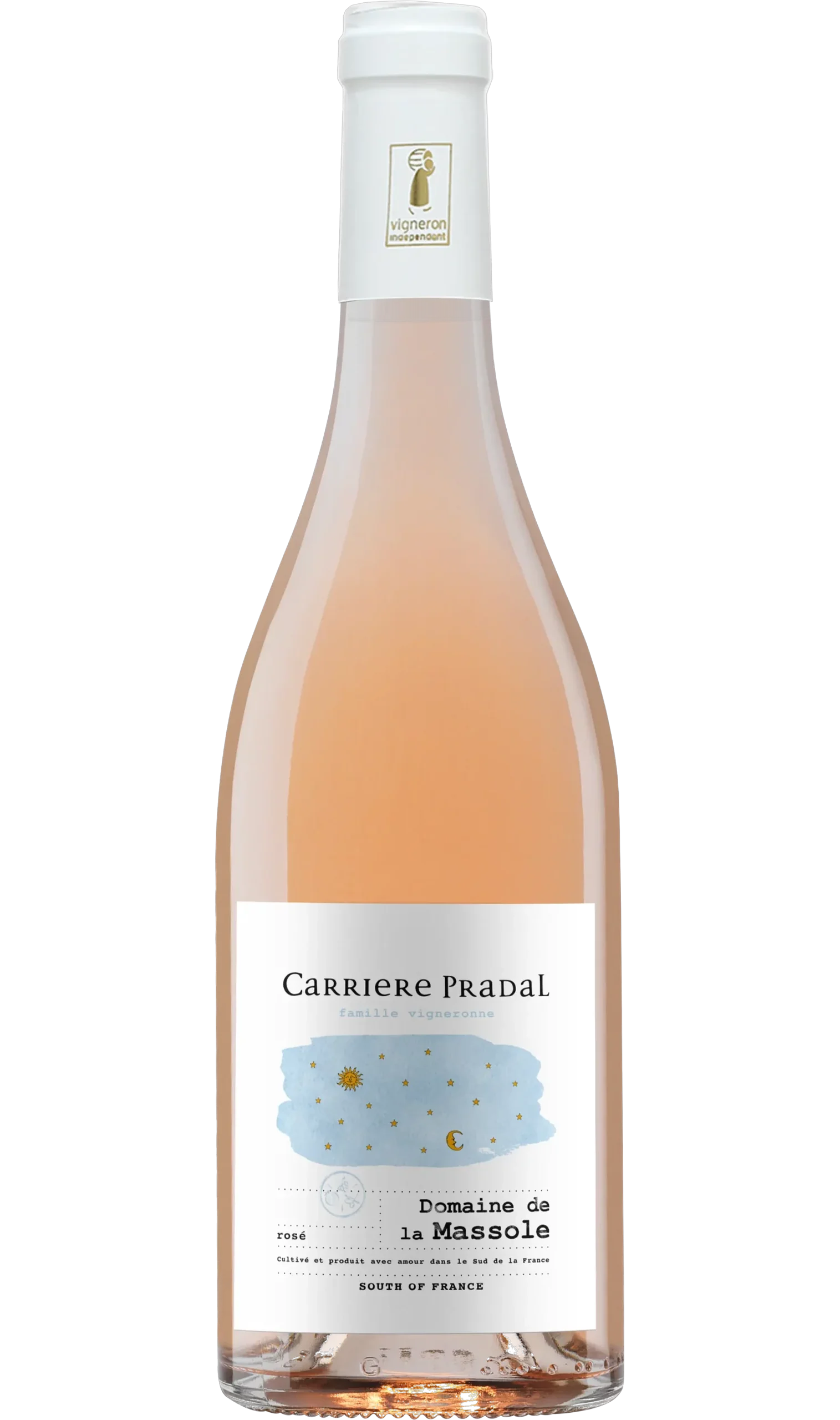 Bouteille de vin rosé du Domaine de la Massole rosé de Carriere Pradal situé dans le Languedoc